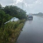Guardia Estatal atiende accidente con volcadura en la Carretera Federal 85